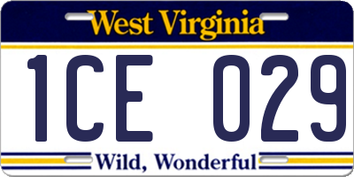 WV license plate 1CE029