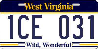 WV license plate 1CE031