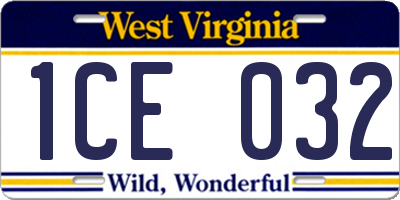 WV license plate 1CE032