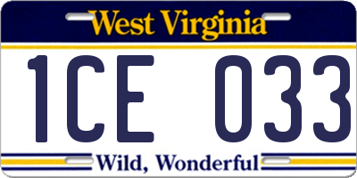 WV license plate 1CE033