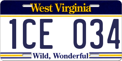 WV license plate 1CE034