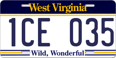 WV license plate 1CE035