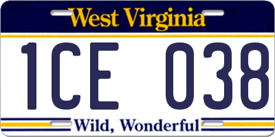 WV license plate 1CE038