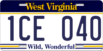 WV license plate 1CE040