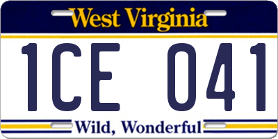 WV license plate 1CE041