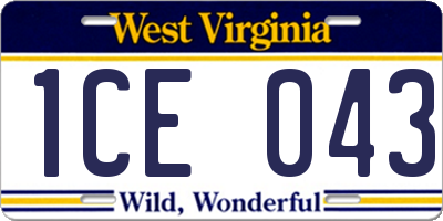 WV license plate 1CE043