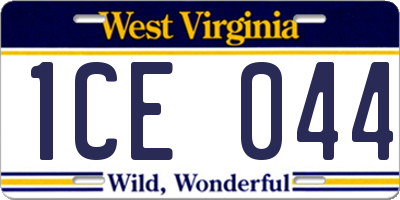 WV license plate 1CE044