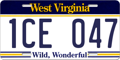 WV license plate 1CE047
