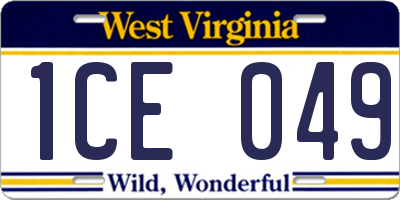 WV license plate 1CE049