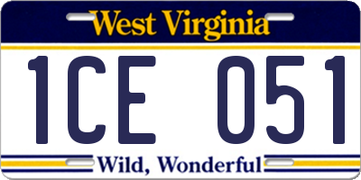 WV license plate 1CE051