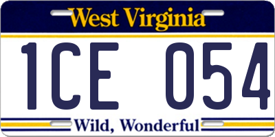 WV license plate 1CE054