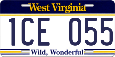 WV license plate 1CE055