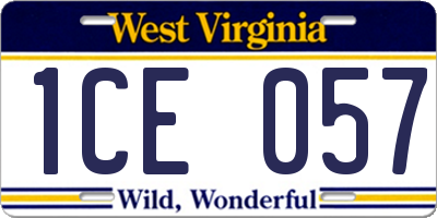 WV license plate 1CE057