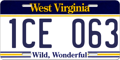 WV license plate 1CE063