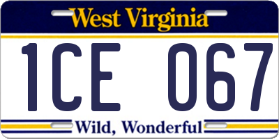 WV license plate 1CE067