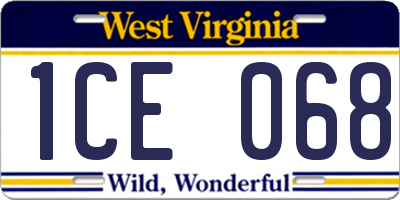 WV license plate 1CE068