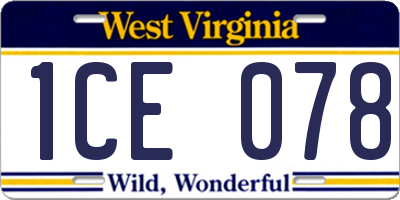 WV license plate 1CE078