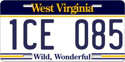 WV license plate 1CE085