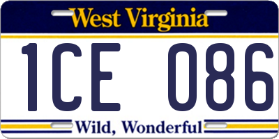 WV license plate 1CE086
