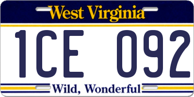 WV license plate 1CE092