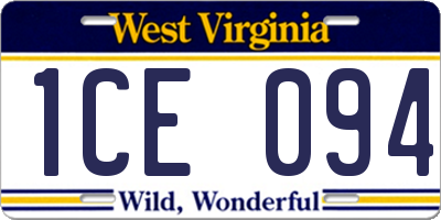 WV license plate 1CE094