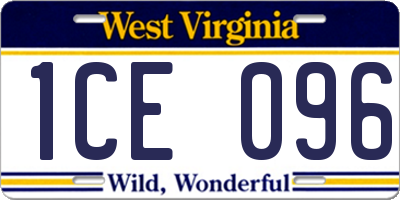 WV license plate 1CE096