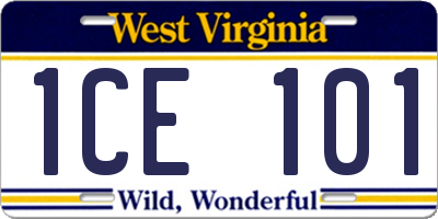 WV license plate 1CE101
