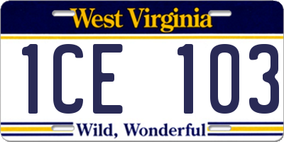 WV license plate 1CE103