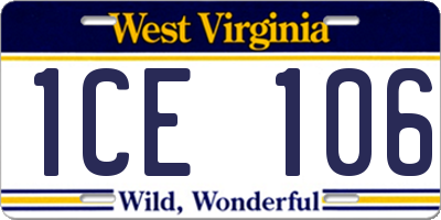 WV license plate 1CE106