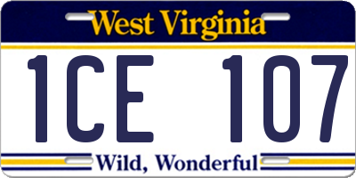 WV license plate 1CE107