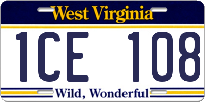 WV license plate 1CE108