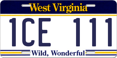 WV license plate 1CE111