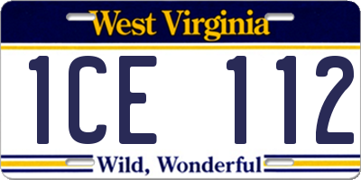 WV license plate 1CE112