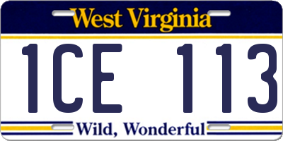 WV license plate 1CE113