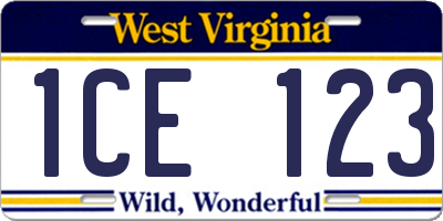 WV license plate 1CE123