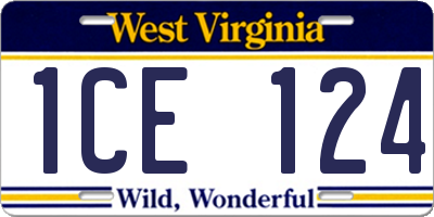 WV license plate 1CE124