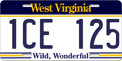 WV license plate 1CE125