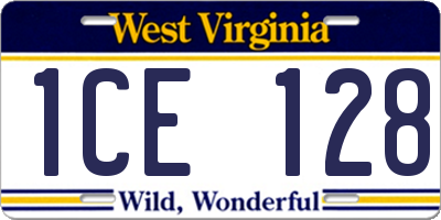 WV license plate 1CE128