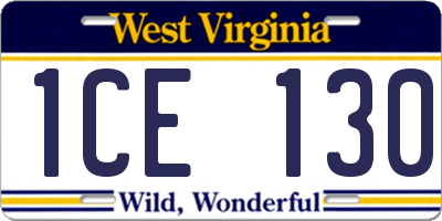 WV license plate 1CE130