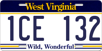 WV license plate 1CE132