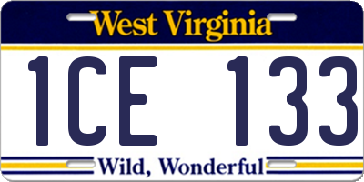 WV license plate 1CE133