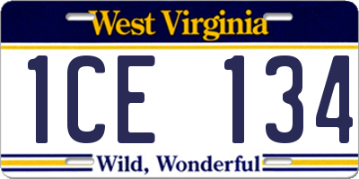 WV license plate 1CE134