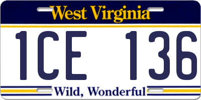 WV license plate 1CE136