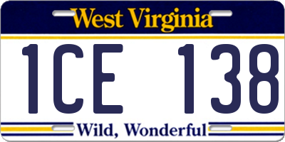 WV license plate 1CE138