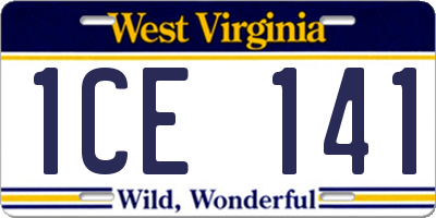 WV license plate 1CE141