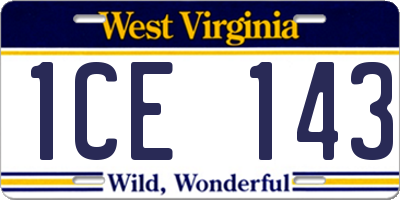 WV license plate 1CE143