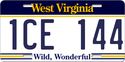 WV license plate 1CE144