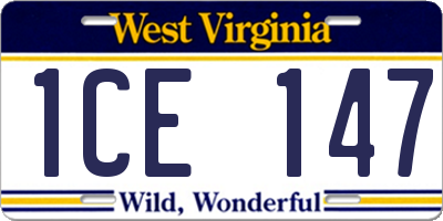 WV license plate 1CE147