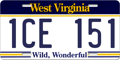 WV license plate 1CE151
