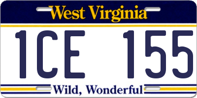 WV license plate 1CE155